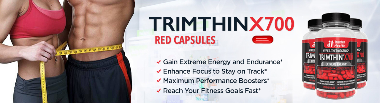 TRIMTHIN X700 best diet pills banner with benefits checklist
