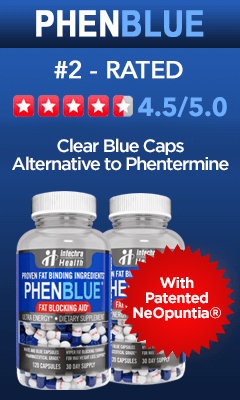 #2 Rated Diet Pill PHENBLUE with stars rating